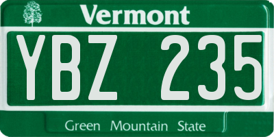 VT license plate YBZ235