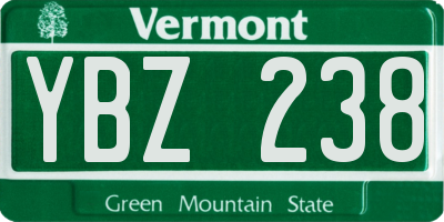 VT license plate YBZ238