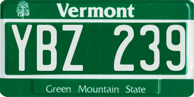 VT license plate YBZ239