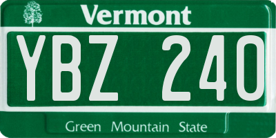 VT license plate YBZ240