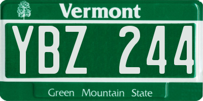 VT license plate YBZ244