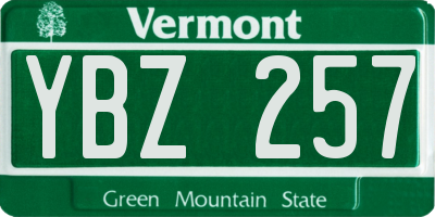 VT license plate YBZ257