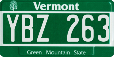 VT license plate YBZ263