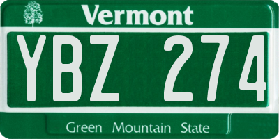 VT license plate YBZ274