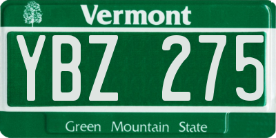 VT license plate YBZ275
