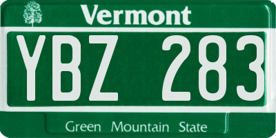 VT license plate YBZ283