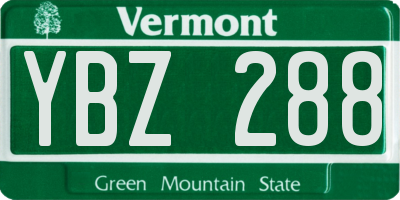 VT license plate YBZ288