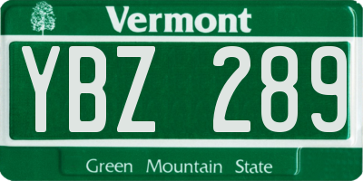 VT license plate YBZ289