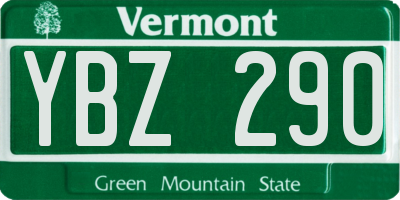 VT license plate YBZ290