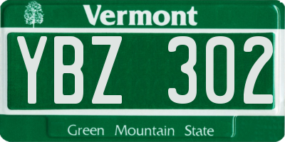 VT license plate YBZ302