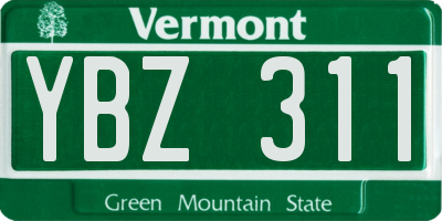 VT license plate YBZ311