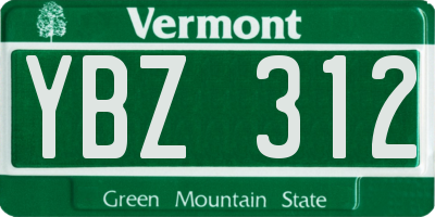 VT license plate YBZ312