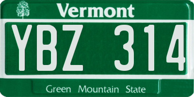 VT license plate YBZ314