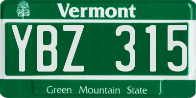 VT license plate YBZ315