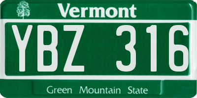 VT license plate YBZ316