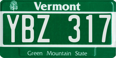 VT license plate YBZ317
