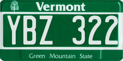 VT license plate YBZ322