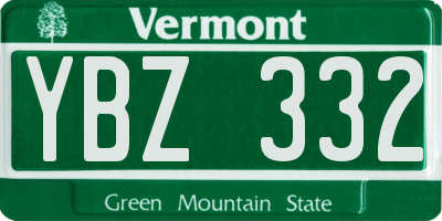 VT license plate YBZ332