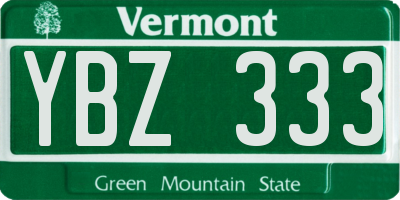VT license plate YBZ333
