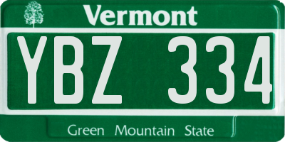 VT license plate YBZ334