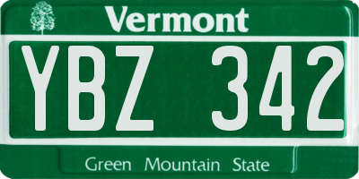 VT license plate YBZ342