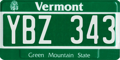 VT license plate YBZ343