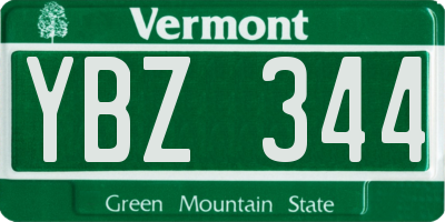 VT license plate YBZ344