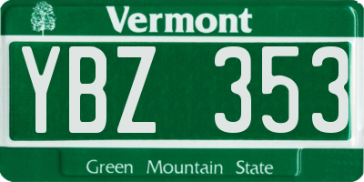 VT license plate YBZ353