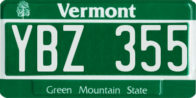 VT license plate YBZ355