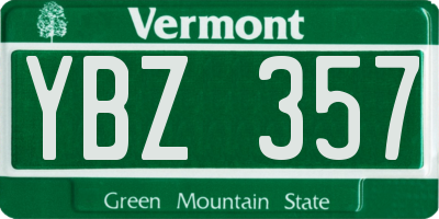 VT license plate YBZ357