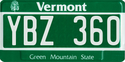 VT license plate YBZ360