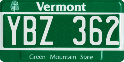 VT license plate YBZ362