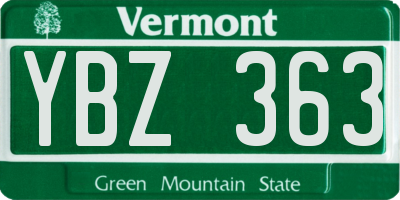 VT license plate YBZ363