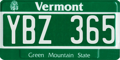 VT license plate YBZ365
