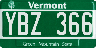 VT license plate YBZ366