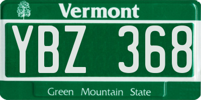 VT license plate YBZ368