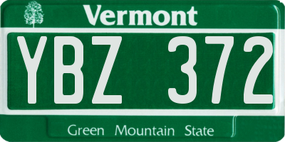 VT license plate YBZ372