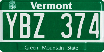 VT license plate YBZ374