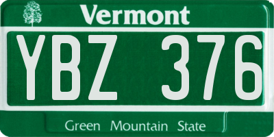 VT license plate YBZ376