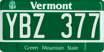 VT license plate YBZ377