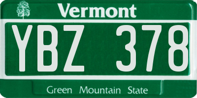 VT license plate YBZ378