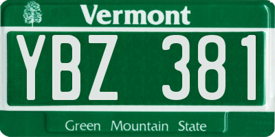 VT license plate YBZ381