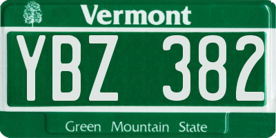 VT license plate YBZ382