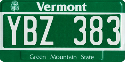 VT license plate YBZ383