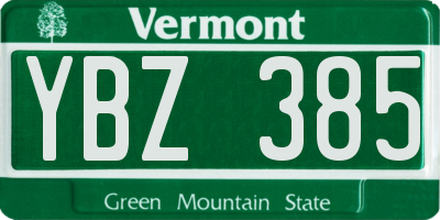 VT license plate YBZ385