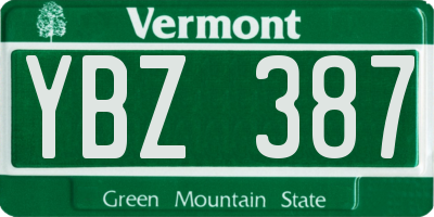 VT license plate YBZ387