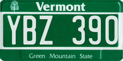 VT license plate YBZ390