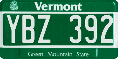 VT license plate YBZ392