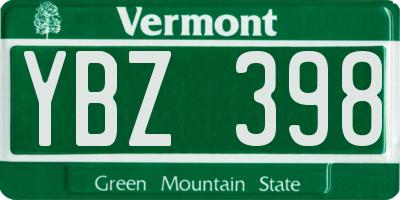 VT license plate YBZ398