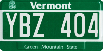 VT license plate YBZ404